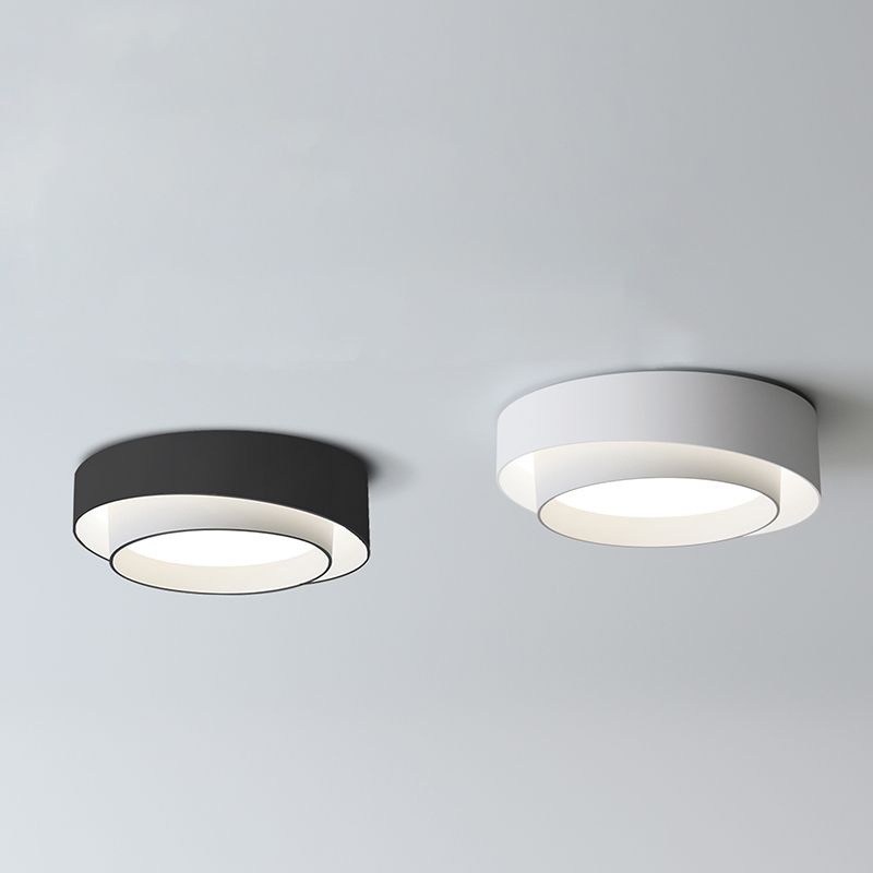 Modern Minimalist LED Ceiling Fixture Lacquered Iron Circular Flush Mount with Acrylic Shade