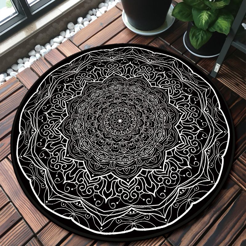 Synthétique Mandala multicolore unique Synthétique Rapis marocain Tacler résistant Machine de support non glissée Rapier lavable pour la porte d'entrée