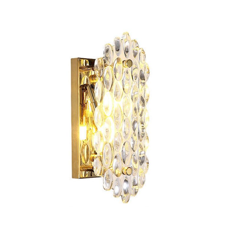 Postmodern Style Crystal Wall Light Gold 12.5" High Wall Sconce for Living Room
