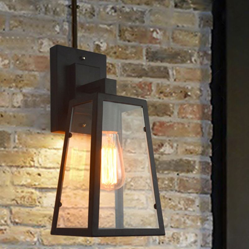 Glas Schwarz Wand montiertes Licht Trapezoidales industrielles Wandwand mit Wandleuchte