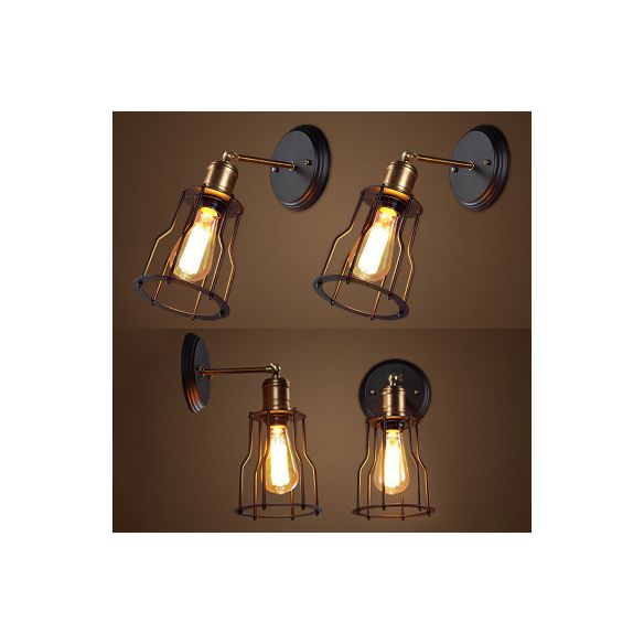 Innen- oder Outdoor -Wandleuchte Vintage Industrial Wall Light im Metallkäfig