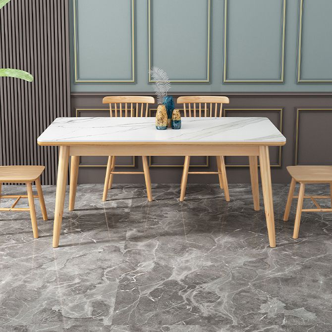 Einfachheit Home Sintered Stone Esstisch Rechteck Form Esstisch mit 4 Beinen Basis