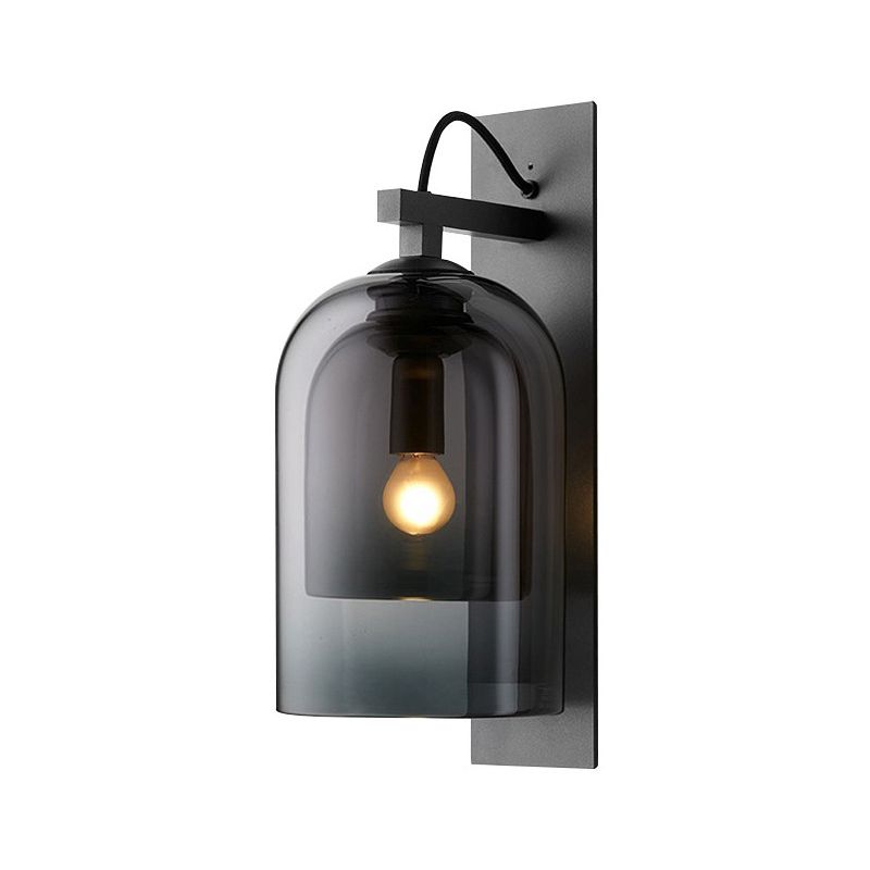 Rauch graues Glas Dual Bell Wall Lampe Moderne Stil 1 Glühbirne Schwarze Wandleuchte Beleuchtung
