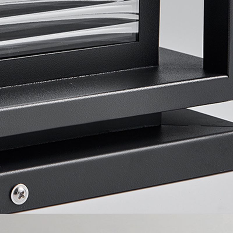 Metal Square Shape Outdoor Light Modern Style 1-Light Solar Pillar Lights in Black