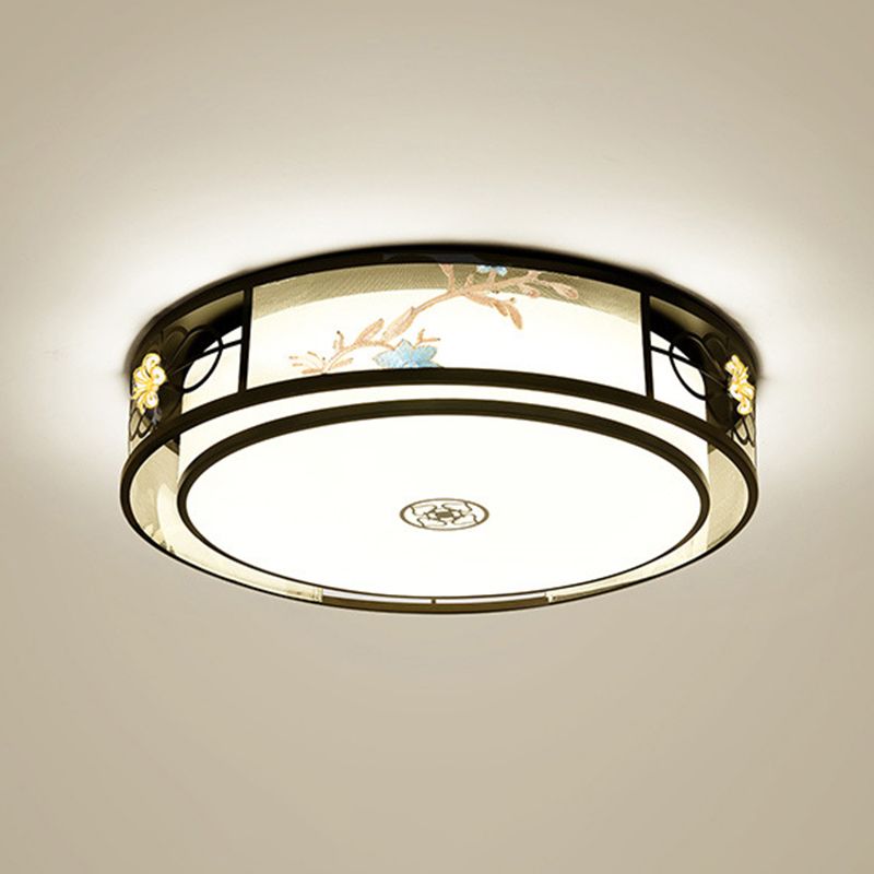 Geometrische Flush Mount Lighting Stoff Traditionelle Chinesische stil Flush Ceiling Licht-Leuchten für Schlafzimmer