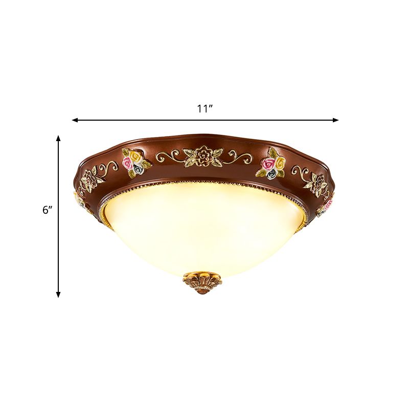 Lampada da incasso affusolata per camera da letto in resina vintage a 3 luci 11"/15"/19" ampia plafoniera rosso marrone