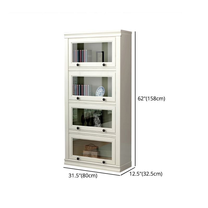 12.80"W Bookcase Contemporary Style Solid Wood Bookshelf for Home Office with Doors