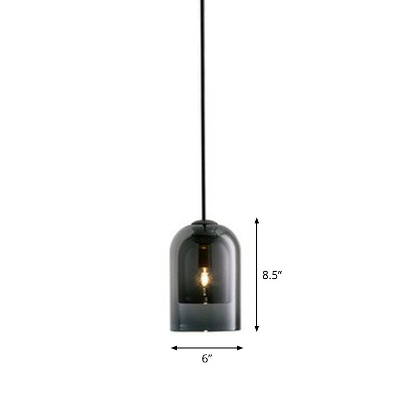 Cloche Shaped Hanging Lamp Contemporary Glass 1 Bulb Kitchen Suspended Lighting Fixture