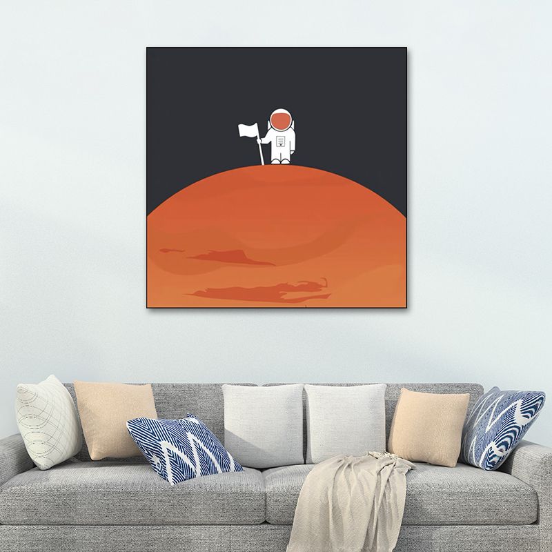 Universe Exploration Wall Art Print Dark Color Kids Style Canvas for Living Room