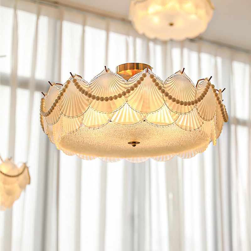 Semi Flush Mount Light Modern Glass Semi Mount Lighting for Bedroom