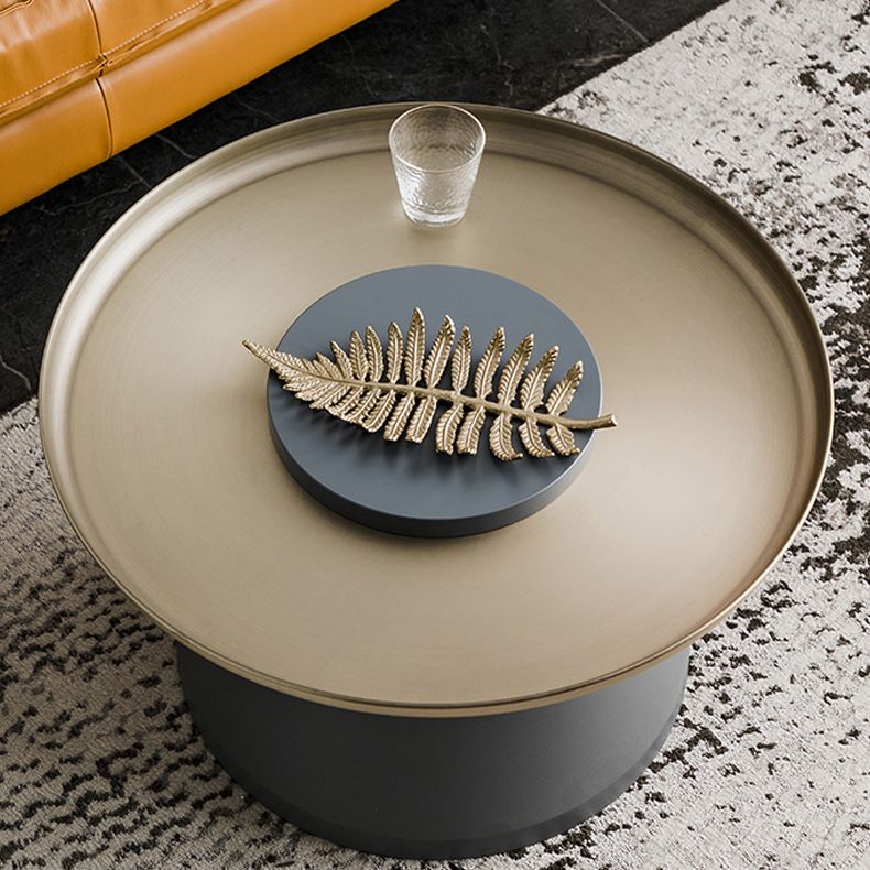Mid-Century Pedestal End Table Round Metal Side Table for Living Room