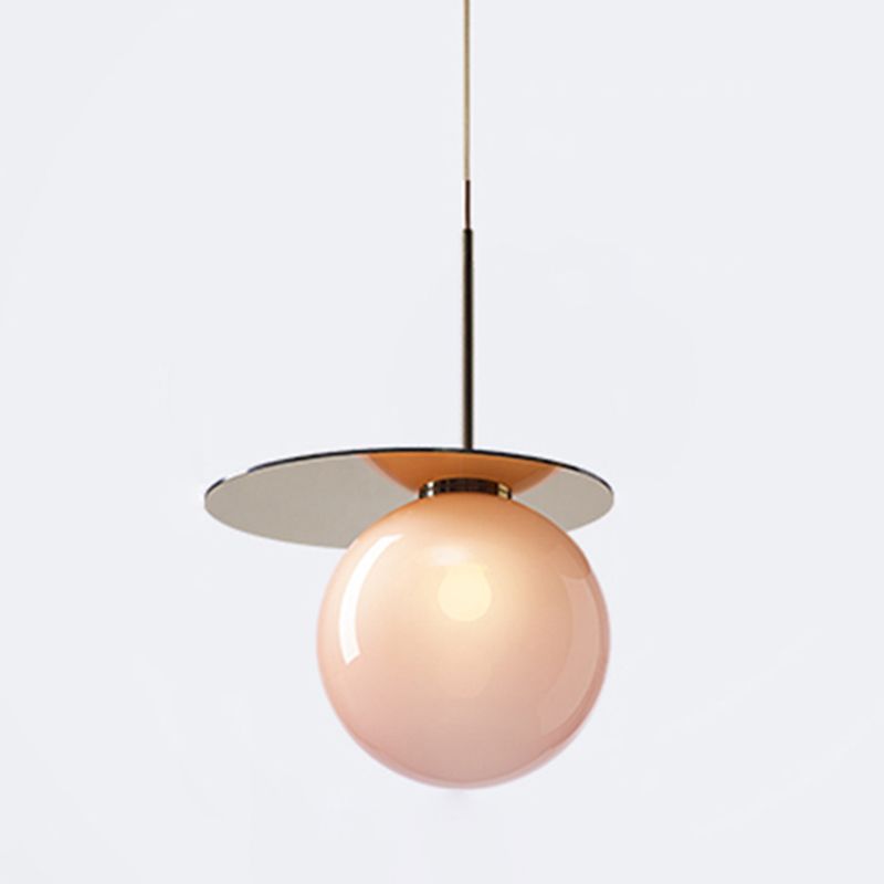 Global Shade Pendant Light Novelty Nordic Glass 1-Light Dining Room Suspension Light