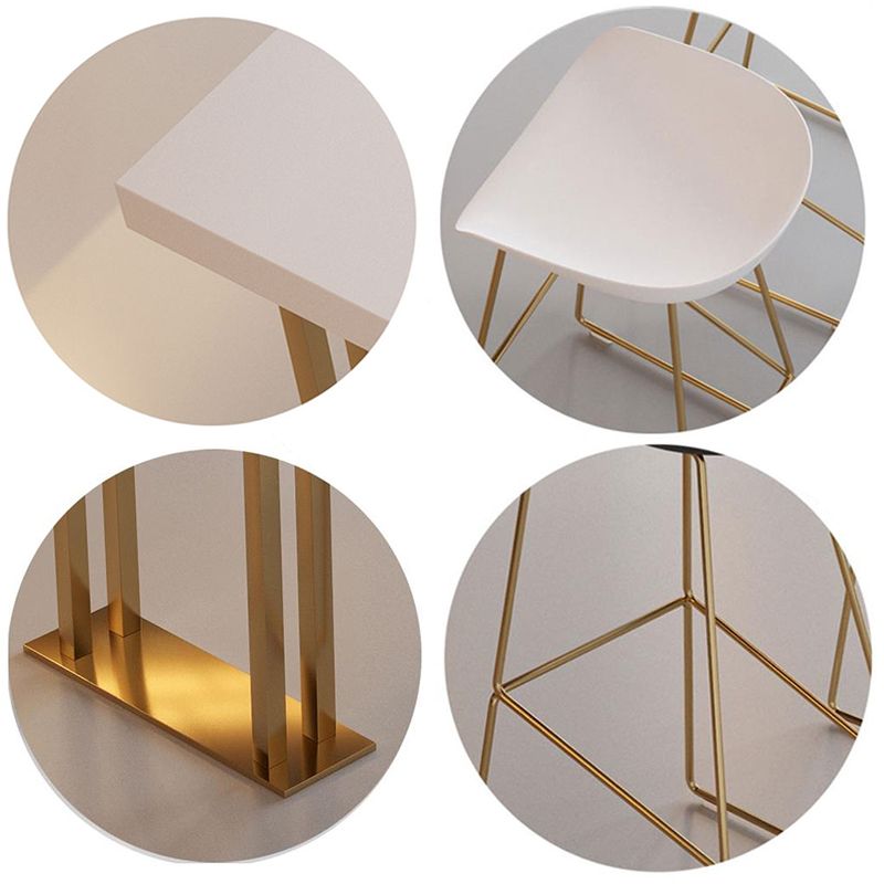 Modern Rectangle Solid Wood Bar Table Set 1/3 Pieces Counter Table with White Stools