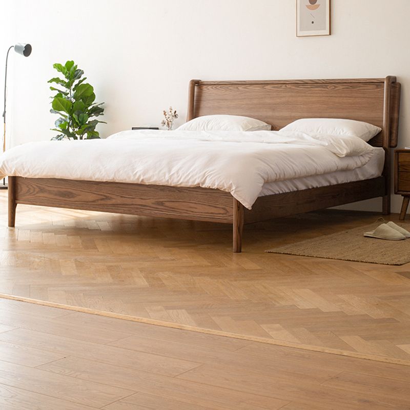 Mid-Century Modern Solid Color Bed Wood Rectangular Bed Frame