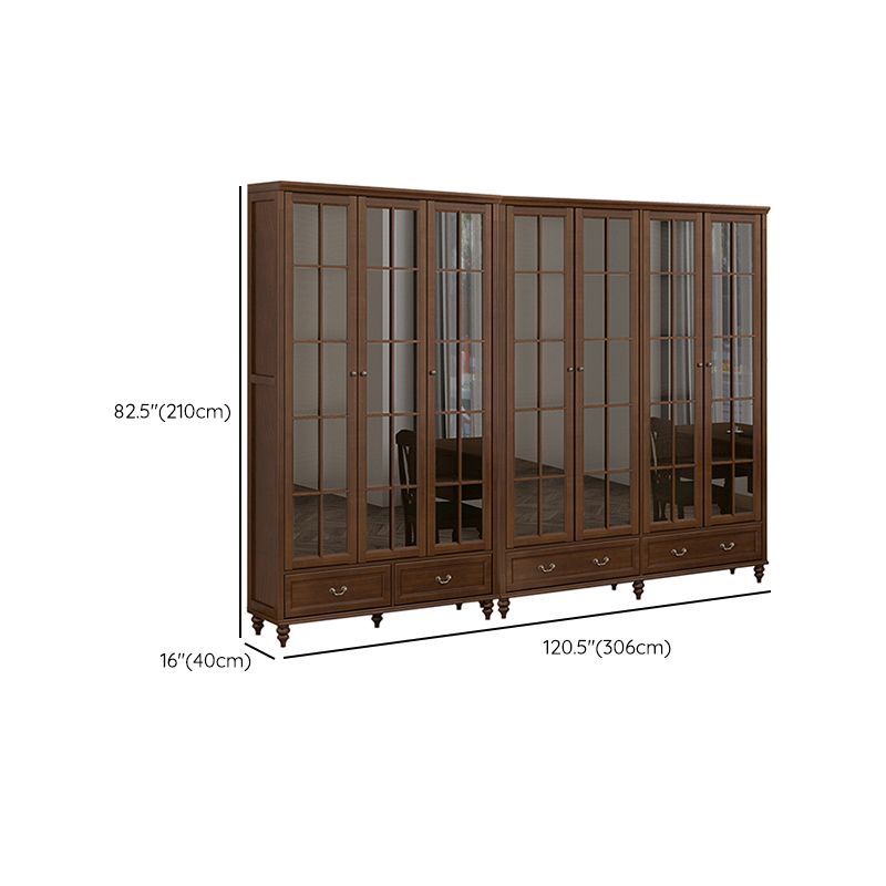 Mid-Century Modern Pine Storage Cabinet Solid Wood Brown Storage Cabinet with Drawer