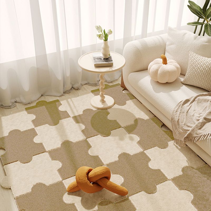 Modern Carpet Tiles Shag Puzzle Detail Color Block Carpet Tiles
