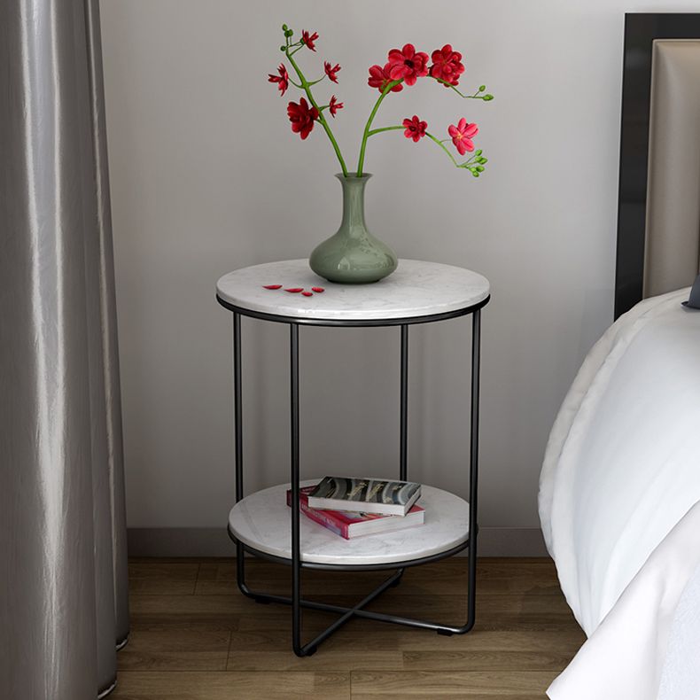 23.62" Tall Glam Bed Nightstand Faux Marble Night Table with 2 Shelves