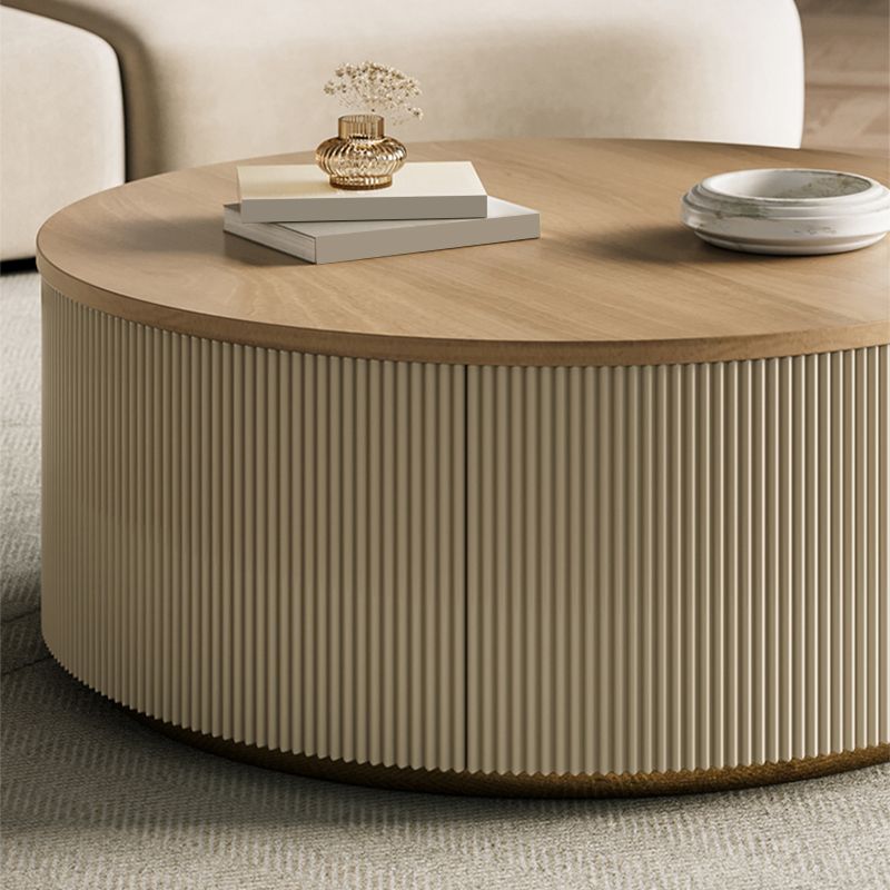 Modern Round Coffee Table Solid Wood Nesting Coffee Table Set