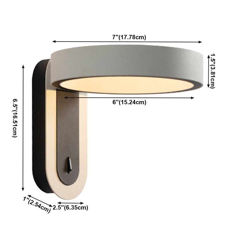 Metall runde Schattenwandbeleuchtung moderner Stil 1 Leuchtwand montiertes Leuchten in Grau