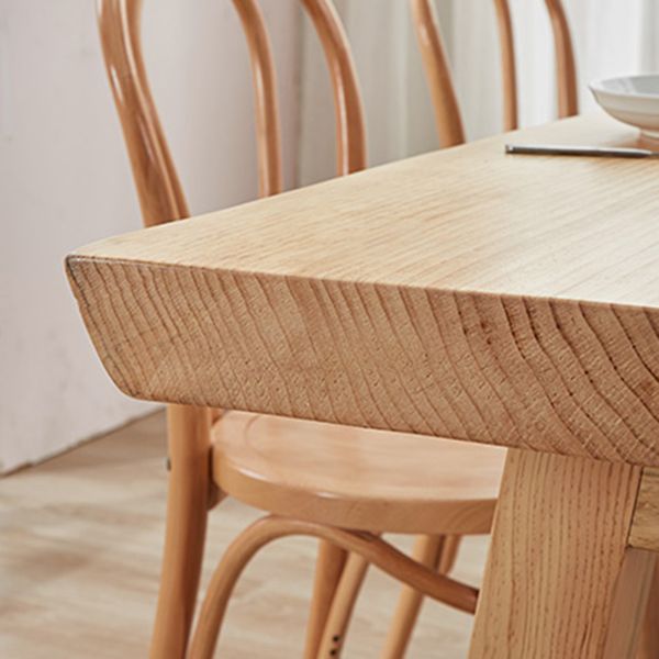 Rectangle Wood Dining Table Modern Pine Table in Nature with 4 Legs for Restaurant
