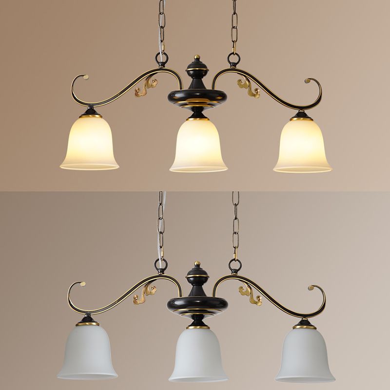 Industrial Pendant Lighting Bell Shape Glass 3 Light Island Ceiling Light