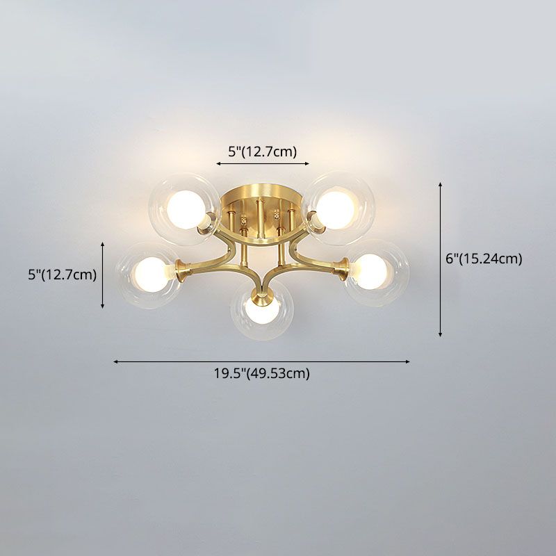 Burbujas de vidrio Semi-Flush Light Modern Style Semi Flush Lighting para dormitorio