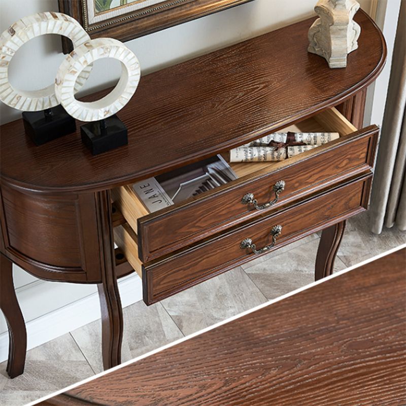 Victoria Wood Console Table Half Moon Console Sofa Table for Hall