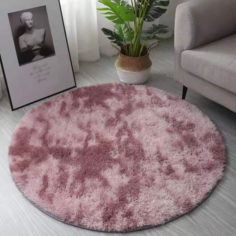 Mehrfarbiger, schlichter Batik-Teppich, moderner Shag-Teppich mit runder Fläche, Polyester-Teppich mit rutschfester Rückseite für die Inneneinrichtung