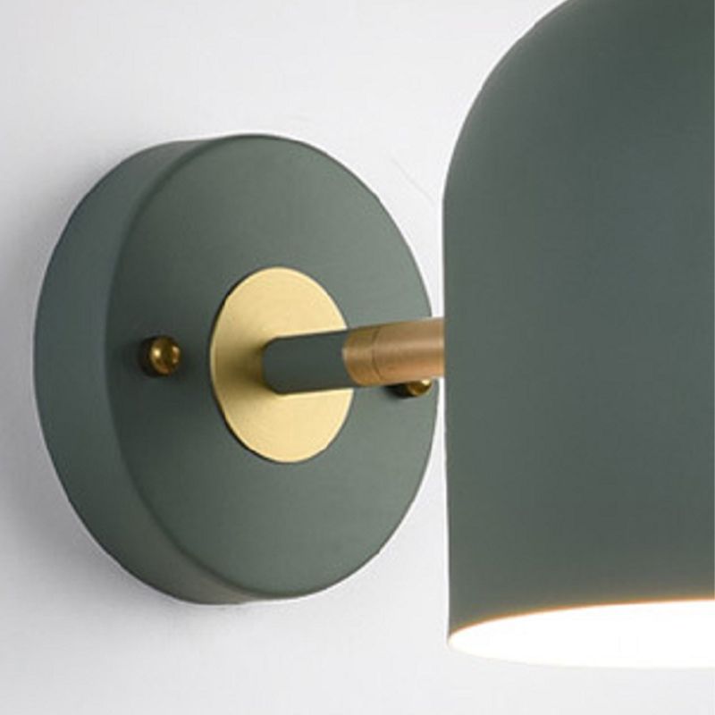 Macaron Style Wall Lamp 1-Light Wall Mount Lamp with Metal Shade for Bedroom