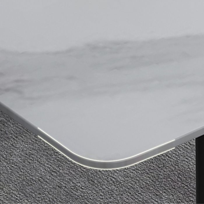 Industrial Rectangle Stone Table Standard Height Kitchen Table with 4 Legs