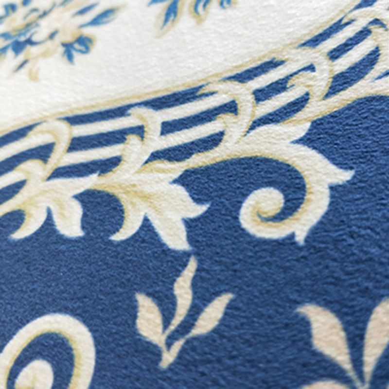 Classical European Style Rug Flower Print Polyester Carpet Anti-Slip Backing Rug for Home Decor