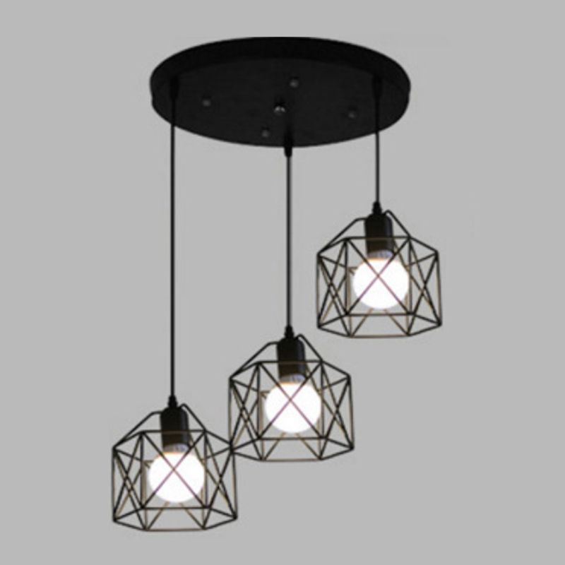 Geometric Shape Metal Island Pendant Industrial Style Island Lighting for Hallway