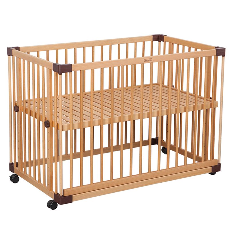 Contemporary Wooden Crib in Natural Nursery Bed with Mattress