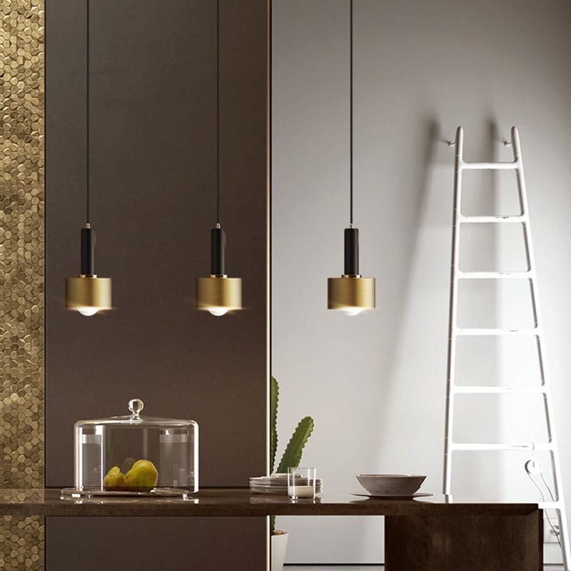 Contemporary Pendant Light Kit Gold Shaded Hanging Ceiling Light with Metal Shade