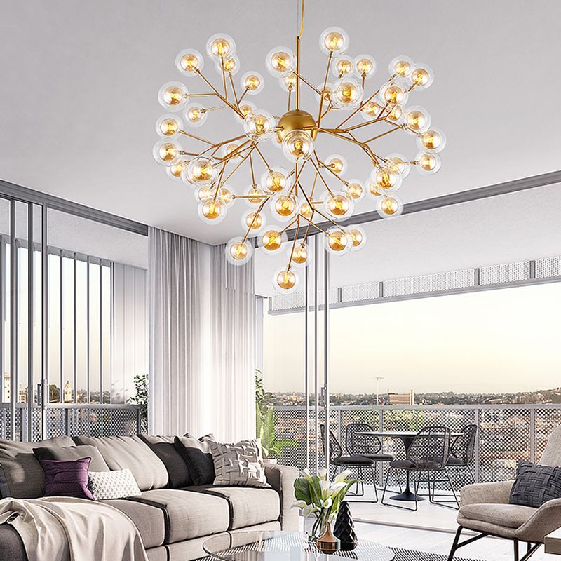 Wrought Iron Firefly Chandelier in Modern Luxury Style Glass Sputnik Pendant Light for Commercial Spaces