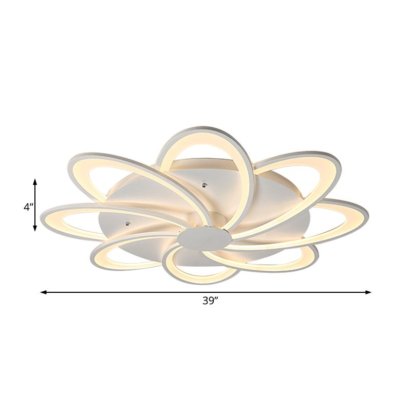 Contemporary Flower Flushmount Lighting Acrylic 6/7/8-Light Bedroom Ceiling Flush Mount in Warm/White Light