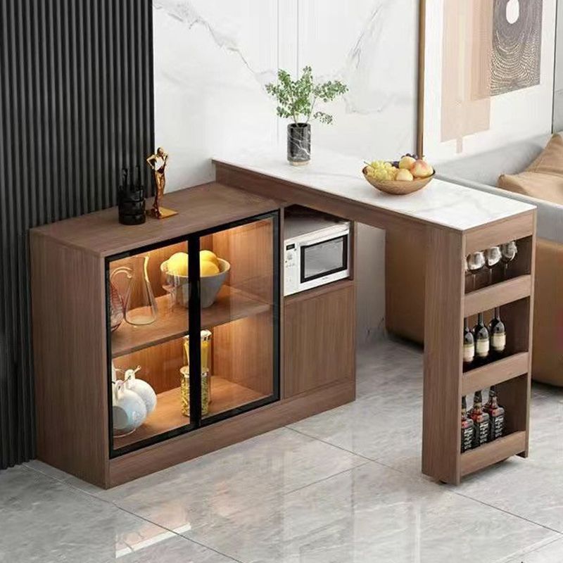 Modern Style Bistro Bar Table Sintered Stone Top Bar Table with Storages