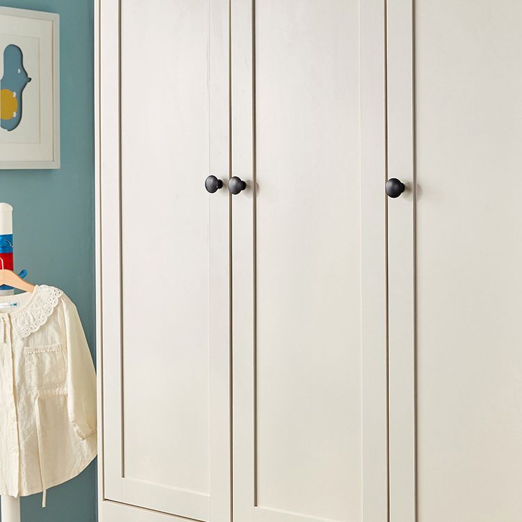 White Hanging Clothes Rack 3-Door Hanging Clothes Rack with Lower Storage Drawers