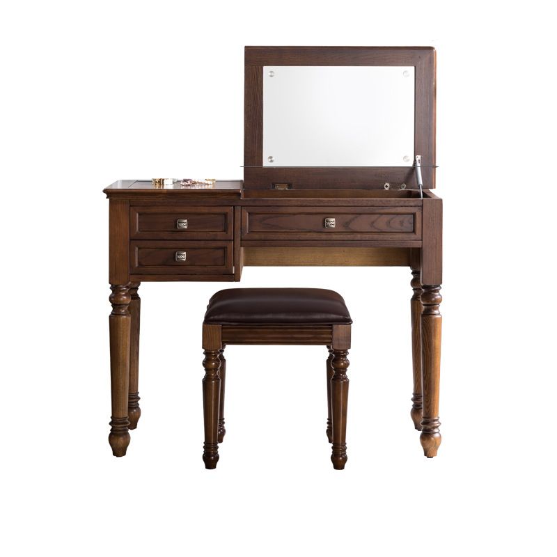 Traditions Vanity Dressing Table Solid Wood Make-up Vanity with Mirrors