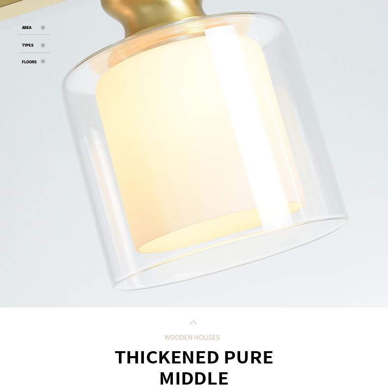 Cylinder Glass Island Chandelier Light Minimalist Gold Ceiling Pendant Light for Dinning Room