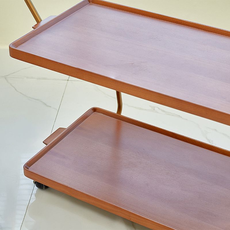 Solid Wood Sofa Side Accent Table with Shelf Rectangular Living Room Double Tier