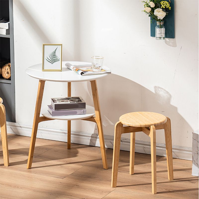 Contemporary End Table Wooden 3 Legs with Storage Double Tier Side Table