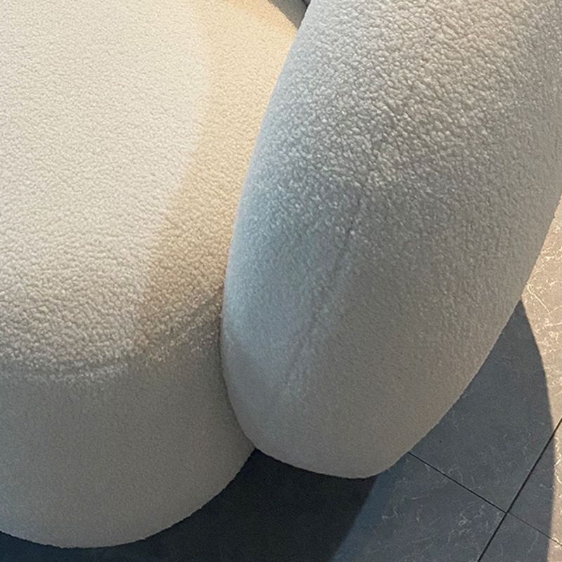 Tight Back Sofa Wool Curved Sofa in White for Living Room, Apartment