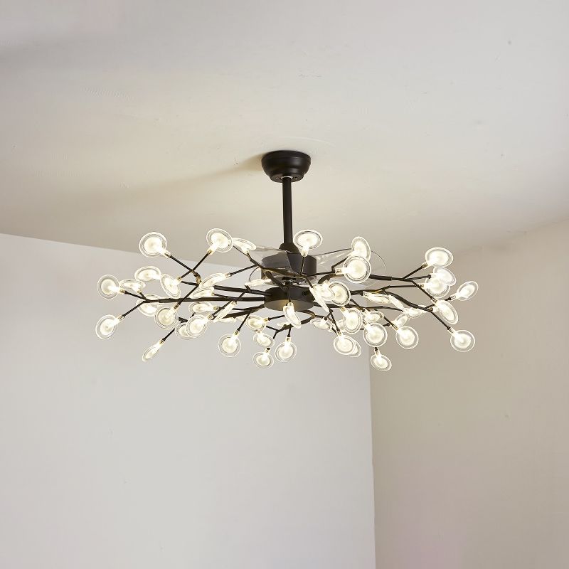3-Blade Acryl Firefly Deckenlüfter Leicht minimalistische LED-Semi-Flush für Wohnzimmer