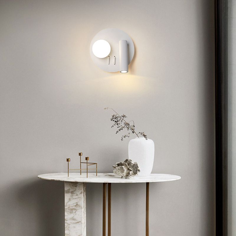 Modern LED Metal Wall Sconce Geometric Shape Wall Light with Acrylic Shade for Bedroom