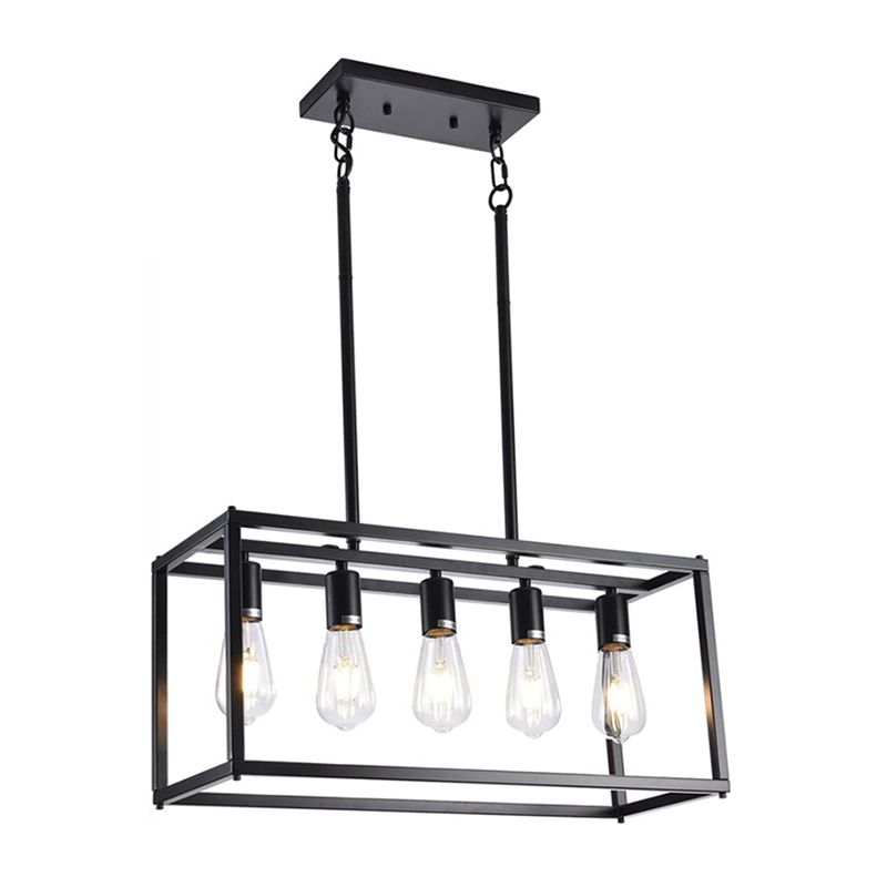 Industrial Pendant Light Rectangle Shape Island Light with Metal Shade for Living Room