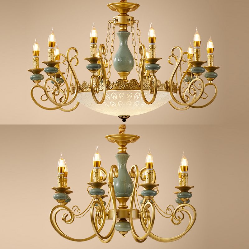 Traditional Style Suspension Pendant Light with Candle Metal Multi Light Pendant