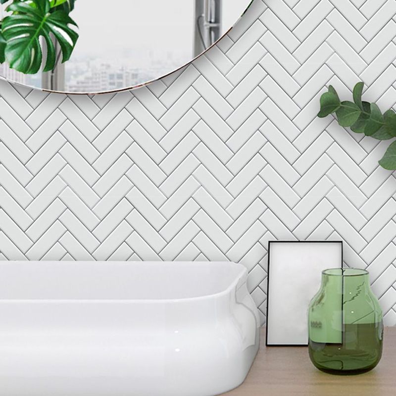 Minimalistic Herringbone Wallpaper Panels Beige Geometric Wall Covering for Bathroom, Self-Sticking