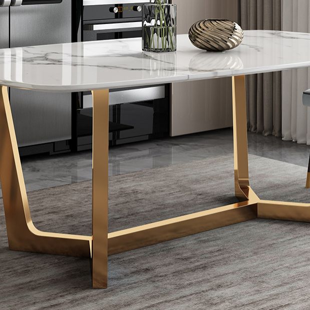 Contemporary Sintered Stone Rectangle Table Set 1/2/3/4/7/8 Pieces Dining Set for Home