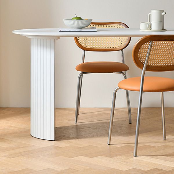 Modern Stone Dining Table Double Pedestal Table for Dining Room